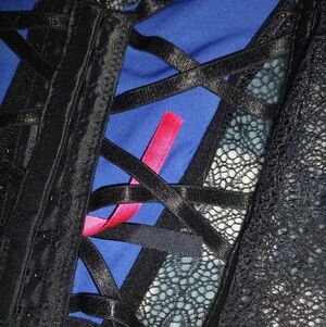 Black Lace Bra with Blue Accents